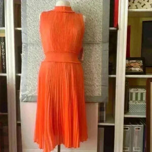 NWT Nanette Lepore pleated sleeveless dress vivid coral size 10